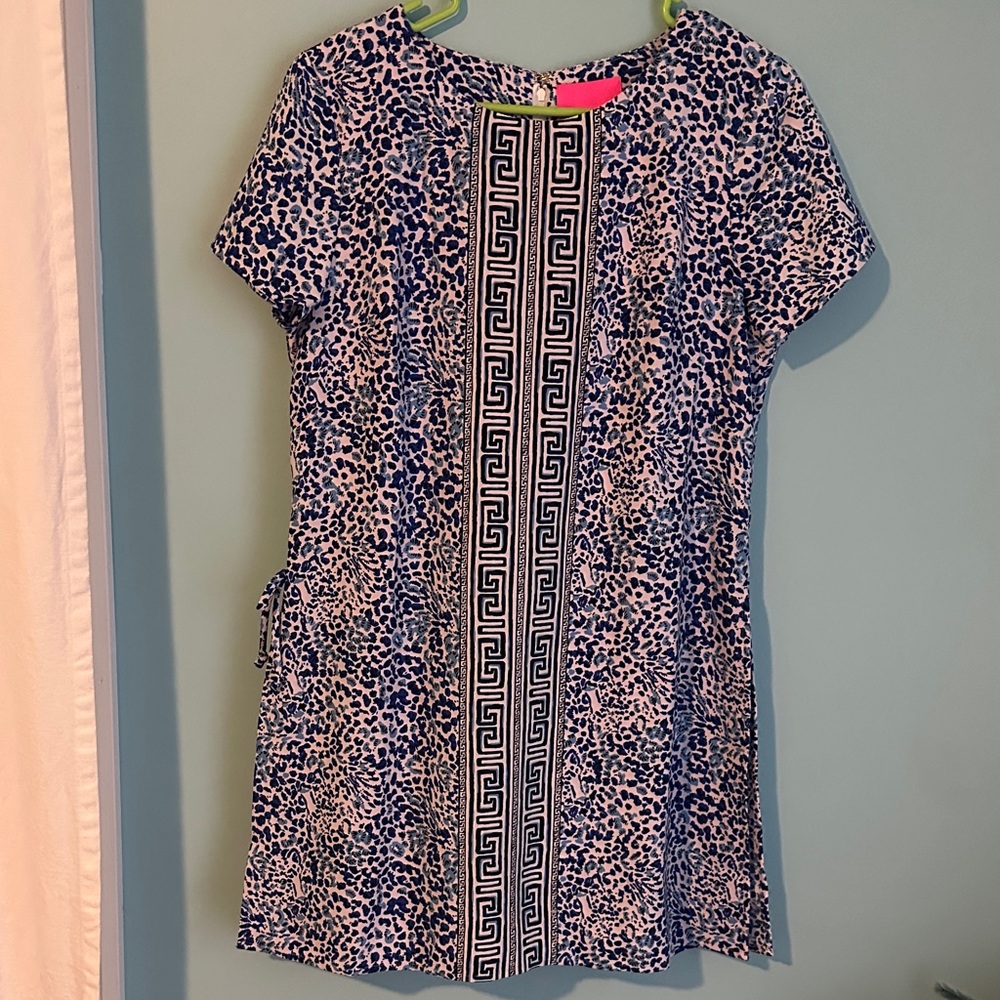 Lilly Pulitzer Blue and White Geometric Mini Dress NWT